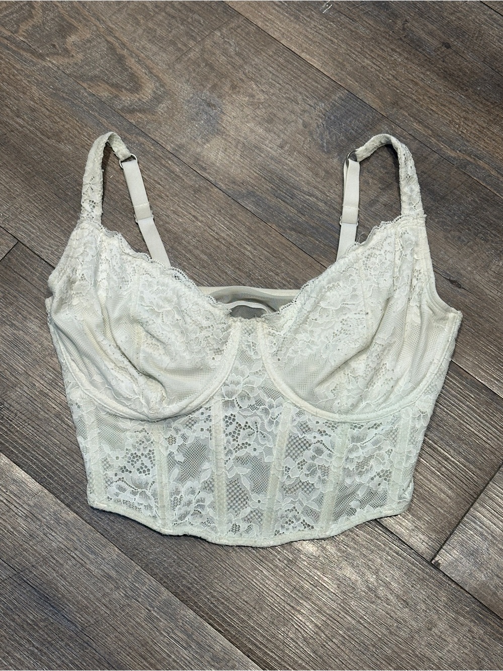 Gilly Hicks Hollister White Cropped Corset Top Size Medium Curvy